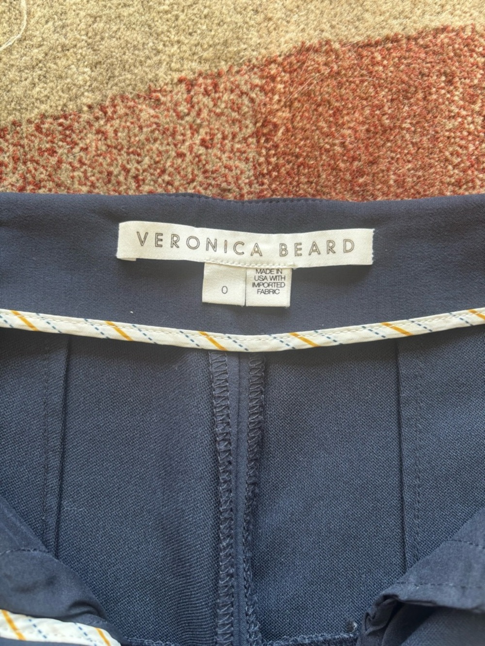 Veronica Beard Navy Trousers with Pleat Tailoring - Sz 0